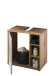 GREECE Badezimmer Waschbeckenunterschrank in Basalt, Wotan Eiche Optik mit Hirnholz-Applikationen - Bad Unterschrank Badezimmerschrank mit viel Stauraum - 60 x 60 x 35 cm (B/H/T)