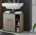 GREECE Badezimmer Waschbeckenunterschrank in Basalt, Wotan Eiche Optik mit Hirnholz-Applikationen - Bad Unterschrank Badezimmerschrank mit viel Stauraum - 60 x 60 x 35 cm (B/H/T)
