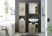 GREECE Badezimmer Waschbeckenunterschrank in Basalt, Wotan Eiche Optik mit Hirnholz-Applikationen - Bad Unterschrank Badezimmerschrank mit viel Stauraum - 60 x 60 x 35 cm (B/H/T)