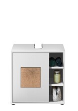 GREECE Badezimmer Waschbeckenunterschrank in Weiß mit Hirnholz-Applikationen - Bad Unterschrank Badezimmerschrank mit viel Stauraum - 60 x 60 x 35 cm (B/H/T)