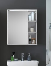 GREECE Spiegelschrank Bad mit LED-Beleuchtung in Weiß - Badezimmerspiegel Schrank mit viel Stauraum - 60 x 70 x 20 cm (B/H/T)