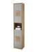 GREECE Badezimmer Hochschrank in Basalt, Wotan Eiche Optik mit Hirnholz-Applikationen - Badezimmerschrank Bad Schrank mit viel Stauraum - 40 x 190 x 30 cm (B/H/T)