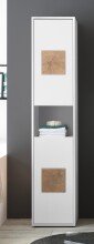GREECE Badezimmer Hochschrank in Weiß mit Hirnholz-Applikationen - Badezimmerschrank Bad Schrank mit viel Stauraum - 40 x 190 x 30 cm (B/H/T)