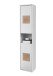 GREECE Badezimmer Hochschrank in Weiß mit Hirnholz-Applikationen - Badezimmerschrank Bad Schrank mit viel Stauraum - 40 x 190 x 30 cm (B/H/T)