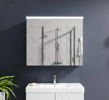 FOUR Spiegelschrank Bad mit LED-Beleuchtung in Weiß...
