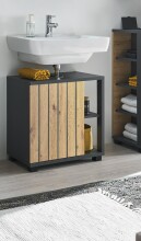 NIZZA Badezimmer Waschbeckenunterschrank in Graphit, Artisan Eiche Optik - Bad Unterschrank Badezimmerschrank mit viel Stauraum - 60 x 60 x 37 cm (B/H/T)