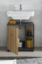 NIZZA Badezimmer Waschbeckenunterschrank in Graphit, Artisan Eiche Optik - Bad Unterschrank Badezimmerschrank mit viel Stauraum - 60 x 60 x 37 cm (B/H/T)