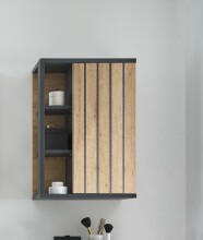 NIZZA Badezimmer Hängeschrank in Graphit, Artisan Eiche Optik - Badezimmerschrank Bad Schrank mit viel Stauraum - 50 x 72,5 x 23 cm (B/H/T)
