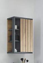 NIZZA Badezimmer Hängeschrank in Graphit, Artisan Eiche Optik - Badezimmerschrank Bad Schrank mit viel Stauraum - 50 x 72,5 x 23 cm (B/H/T)
