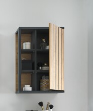 NIZZA Badezimmer Hängeschrank in Graphit, Artisan Eiche Optik - Badezimmerschrank Bad Schrank mit viel Stauraum - 50 x 72,5 x 23 cm (B/H/T)