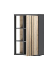 NIZZA Badezimmer Hängeschrank in Graphit, Artisan Eiche Optik - Badezimmerschrank Bad Schrank mit viel Stauraum - 50 x 72,5 x 23 cm (B/H/T)