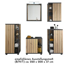 NIZZA Badezimmermöbel Set in Graphit, Artisan Eiche Optik - Modernes Badmöbel Set 5-teilig bestehend aus 2 Kommoden, Hängeschrank, Unterschrank & Spiegel - 220 x 200 x 37 cm (B/H/T)