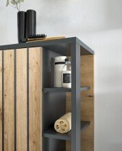 NIZZA Badezimmermöbel Set in Graphit, Artisan Eiche Optik - Modernes Badmöbel Set 5-teilig bestehend aus 2 Kommoden, Hängeschrank, Unterschrank & Spiegel - 220 x 200 x 37 cm (B/H/T)