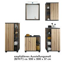 NIZZA Badezimmermöbel Set in Graphit, Artisan Eiche Optik - Modernes Badmöbel Set 5-teilig bestehend aus 2 Kommoden, Hängeschrank, Unterschrank & Spiegel - 220 x 200 x 37 cm (B/H/T)