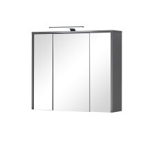 LEONE Spiegelschrank Bad mit LED-Beleuchtung in Graphit -...