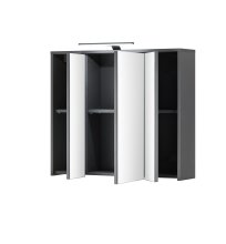LEONE Spiegelschrank Bad mit LED-Beleuchtung in Graphit - Badezimmerspiegel Schrank mit viel Stauraum - 80 x 70 x 20 cm (B/H/T)