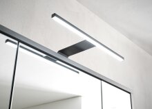LEONE Spiegelschrank Bad mit LED-Beleuchtung in Graphit - Badezimmerspiegel Schrank mit viel Stauraum - 80 x 70 x 20 cm (B/H/T)