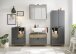 LEONE Spiegelschrank Bad mit LED-Beleuchtung in Graphit - Badezimmerspiegel Schrank mit viel Stauraum - 80 x 70 x 20 cm (B/H/T)