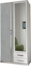 Drehtürenschrank >Duo< in WEISS + BETON-NB LICHTGRAU - 91x199x58cm (BxHxT)