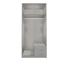 Drehtürenschrank >Duo< in WEISS + BETON-NB LICHTGRAU - 91x199x58cm (BxHxT)