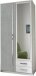 Drehtürenschrank >Duo< in WEISS + BETON-NB LICHTGRAU - 91x199x58cm (BxHxT)