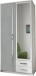 Drehtürenschrank >Duo< in WEISS + BETON-NB LICHTGRAU - 91x199x58cm (BxHxT)