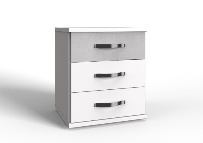 Schubkastenkommode >Duo< in WEISS + BETON-NB LICHTGRAU - 46x58x40cm (BxHxT)