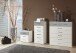 Schubkastenkommode >Duo< in WEISS + BETON-NB LICHTGRAU - 46x106x40cm (BxHxT)