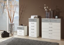 Schubkastenkommode >Duo< in WEISS + BETON-NB LICHTGRAU - 91x106x40cm (BxHxT)