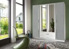Drehtürenschrank >Duo< in WEISS + BETON-NB...