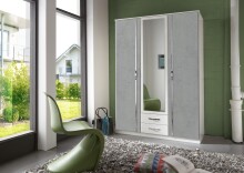 Drehtürenschrank >Duo< in WEISS + BETON-NB...