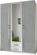 Drehtürenschrank >Duo< in WEISS + BETON-NB LICHTGRAU - 135x199x58cm (BxHxT)
