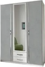 Drehtürenschrank >Duo< in WEISS + BETON-NB...
