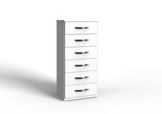 Schubkastenkommode >Duo< in WEISS,AUFLEISTUNGEN CHROM - 46x106x40cm (BxHxT)