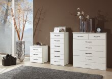 Schubkastenkommode >Duo< in WEISS,AUFLEISTUNGEN CHROM - 91x106x40cm (BxHxT)