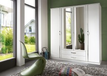 Drehtürenschrank >Duo< in WEISS,AUFLEISTUNGEN CHROM - 179x199x58cm (BxHxT)