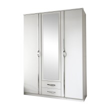 Drehtürenschrank >Duo< in WEISS,AUFLEISTUNGEN CHROM - 135x199x58cm (BxHxT)