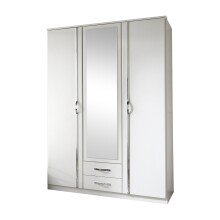 Drehtürenschrank >Duo< in WEISS,AUFLEISTUNGEN CHROM - 135x199x58cm (BxHxT)