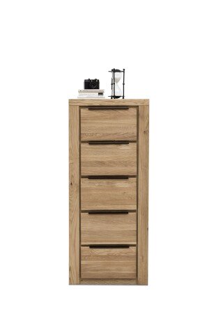 Kommode >Greta< in Eiche Dekor, Eiche teilmassiv - 60x141x40cm (BxHxT)