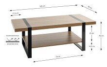 Couchtisch >25199< in eiche, schwarz - 120x45x60cm (BxHxT)