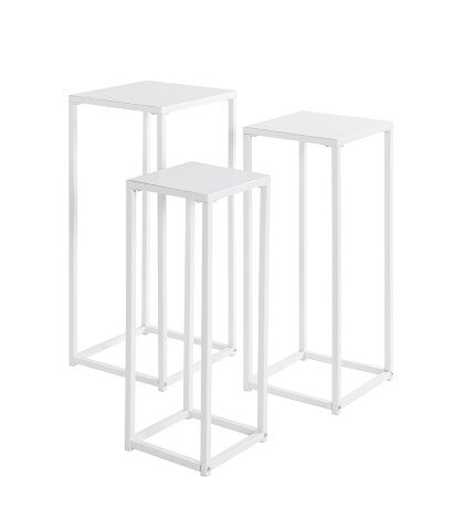 Blumentisch >25359< (3er-Set) in weiß, Metall - 22x61x22cm (BxHxT)