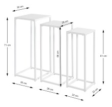 Blumentisch >25359< (3er-Set) in weiß, Metall - 22x61x22cm (BxHxT)