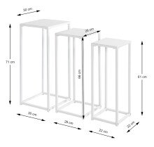 Blumentisch >25359< (3er-Set) in weiß, Metall - 22x61x22cm (BxHxT)