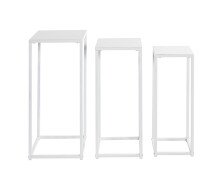 Blumentisch >25359< (3er-Set) in weiß, Metall - 22x61x22cm (BxHxT)