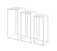 Blumentisch >25359< (3er-Set) in weiß, Metall - 22x61x22cm (BxHxT)