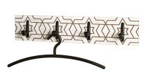 Wandgarderobe >25383< in schwarz, weiß, MDF, Metall - 60x13x6cm (BxHxT)