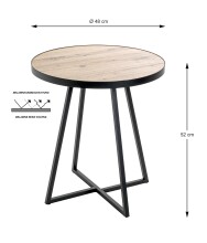 Beistelltisch >25445< in schwarz-eiche, MDF, Metall - 52x48cm (HxD)
