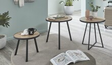 Beistelltisch >25445< in schwarz-eiche, MDF, Metall - 52x48cm (HxD)