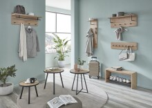 Beistelltisch >25445< in schwarz-eiche, MDF, Metall - 52x48cm (HxD)