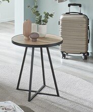 Beistelltisch >25445< in schwarz-eiche, MDF, Metall - 52x48cm (HxD)